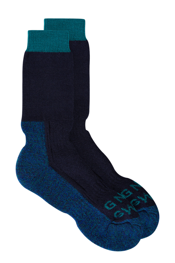 Genevieve Sweeney Merino Wool Walking Socks Navy blue Jade