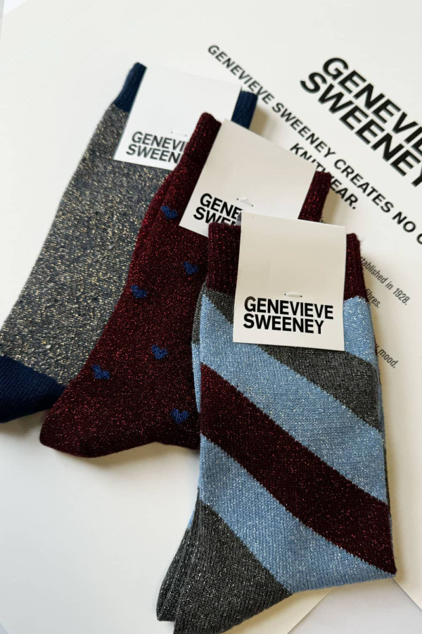 Genevieve Sweeney Sparkly Pattern Sock Giftbox Blue