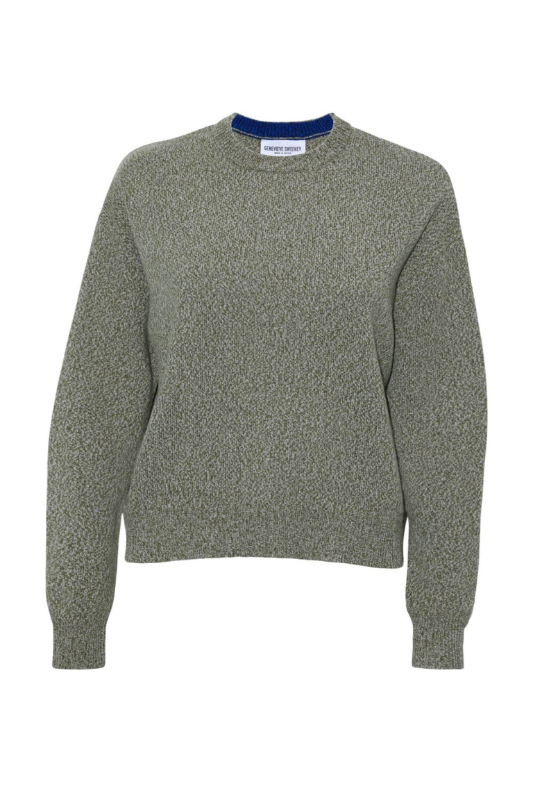 Ash Lambswool Sweater Khaki Marl - British Made