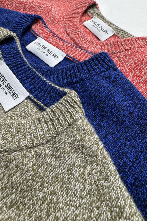 Ash Lambswool Sweater Khaki Marl - British Made 4