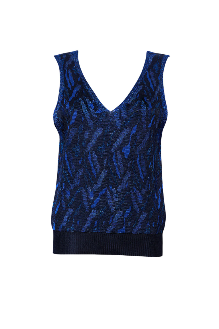 Aria Knitted Vest Viscose Jacquard Navy – Preorder - British Made