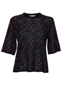 Aria Knitted T-shirt Viscose Jacquard Black – Preorder - British Made