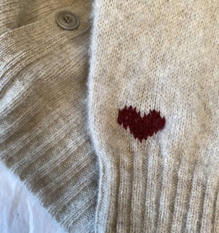 Leven Wool Cardigan with heart embroidery