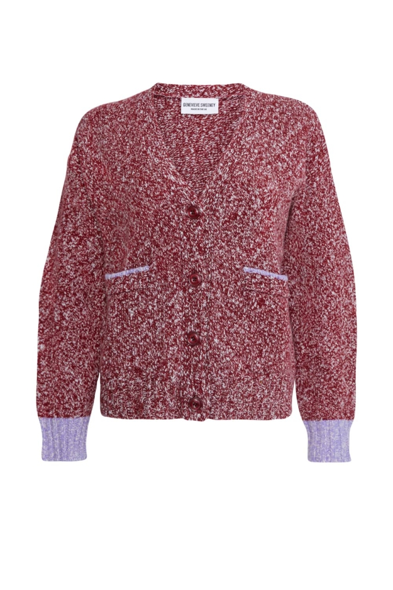 Lea Cardigan Textured Lambswool Red Marl – Preorder - British Made
