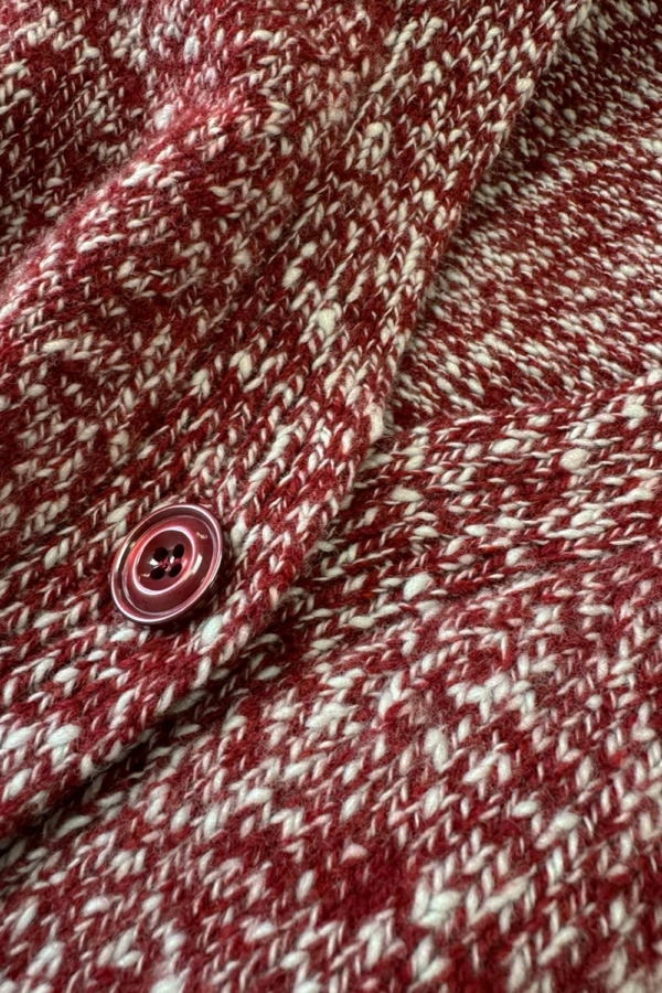 Lea Cardigan Textured Lambswool Red Marl – Preorder - British Made 3