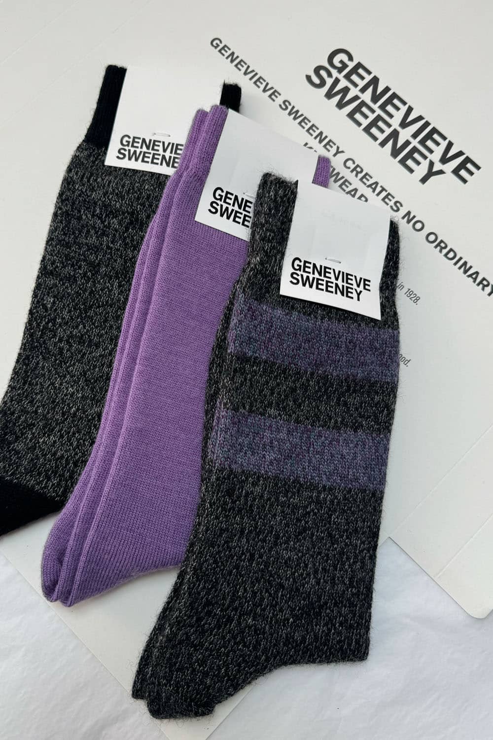 Merino Wool Gift Set Socks Black Lilac Marl in British Made