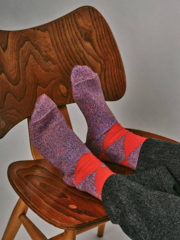 Monthly Sock Subscription Samar Argyle Merino Wool Socks Orange