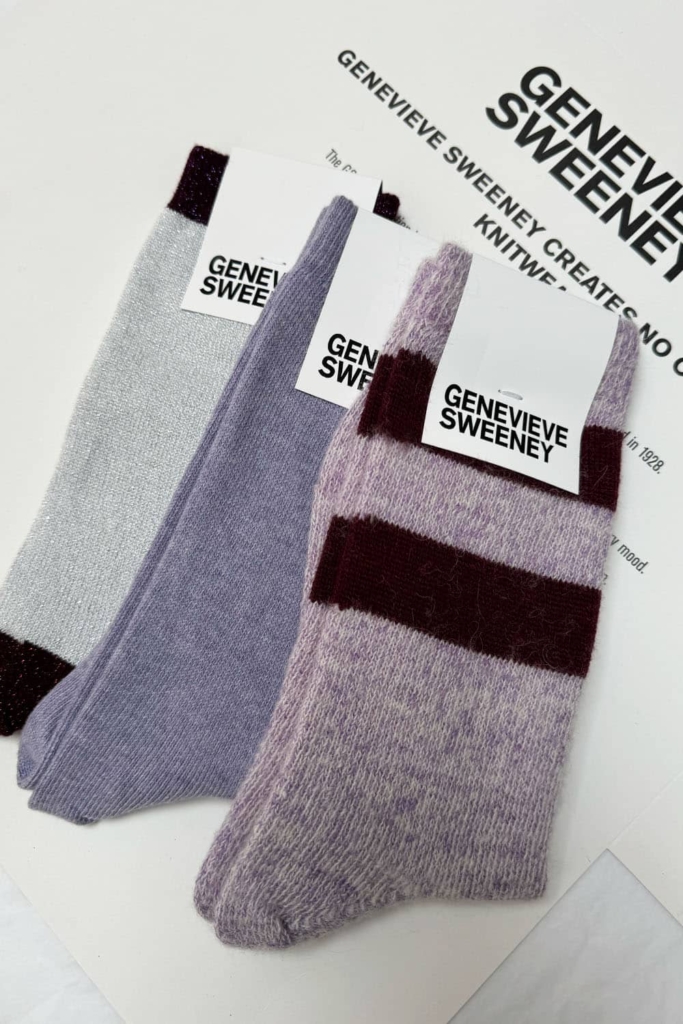 Sock Gift Set Alpaca, Sparkly & Organic Cotton Lilac - British Made
