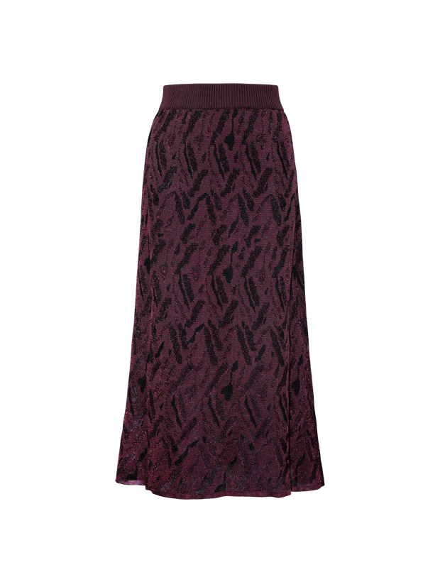 >Aria Viscose Jacquard Skirt Burgundy