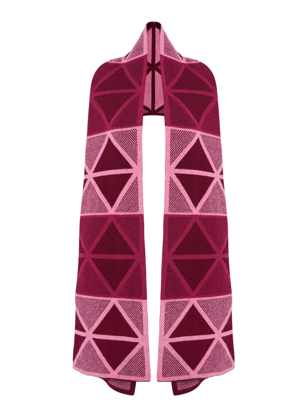 >Geometric Lambswool Blanket Scarf Raspberry Pink